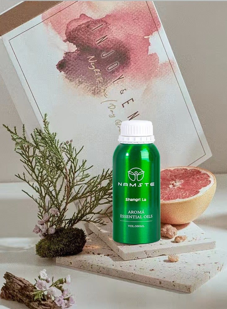 ناماستي زيت ناماستي العطري العطري مصنوع من زيوت العلاج بالروائح التي تحتوي على رائحة الأرز واللابدانوم والنجيل الهندي، مناسب للمنزل والفندق والفيلا الفاخرة ومناسب لليوجا والاسترخاء والنوم، شانغريلا 500 مل - Image 4