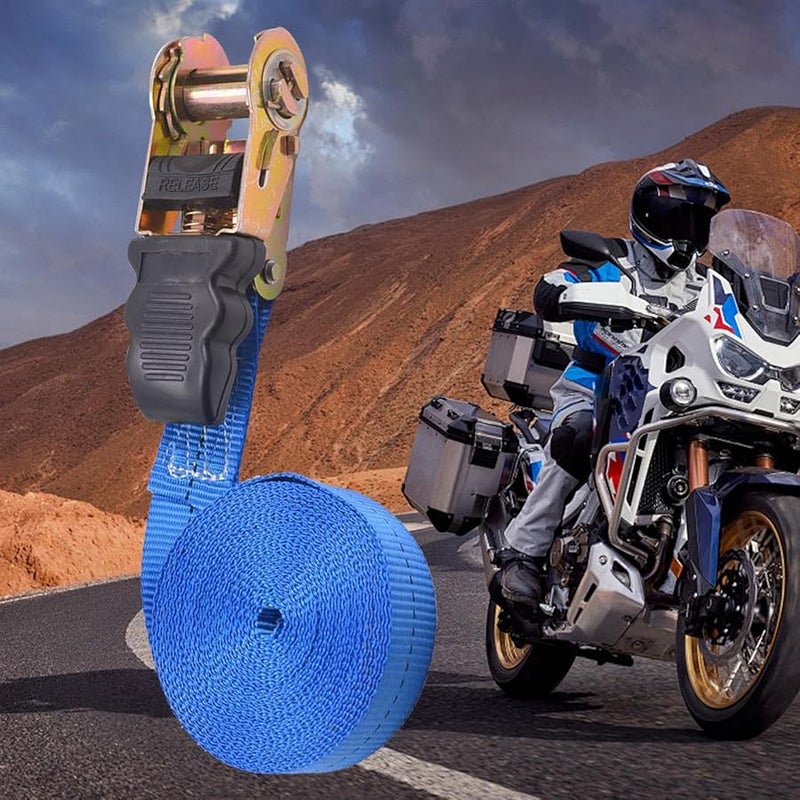 5 أمتار أربطة ربط زرقاء ذات آلية مسننة، مجموعة ربط قوية للمركبات، نظام تأمين حمولة محمول - Image 5