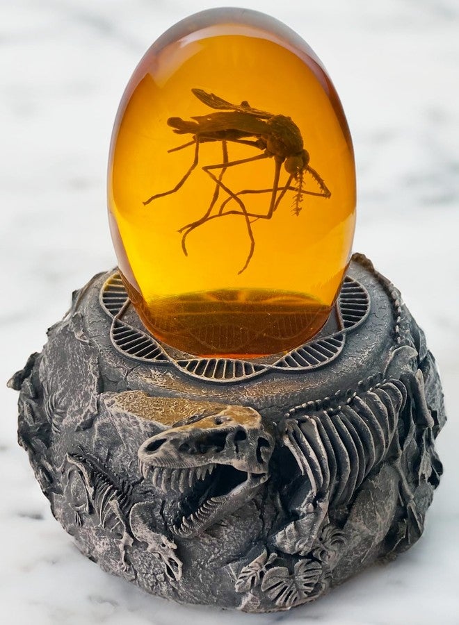 VEOJEIN Mosquito in Amber and Jurassic Base | Dinosaur Fossil Decor and Collectable Gift | Skeletin Figurines | Dinosaur DNA Replica Prehistoric World | Collectable Prop | Paper Weight - Image 1