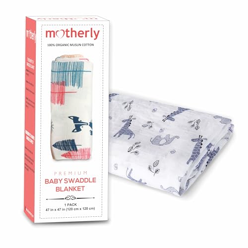 Motherly Muslin Baby Swaddle | Dreamy Wrap Cozy Swaddle for New Born Baby, Size - 120cm X 120cm (47"x47") - Image 1