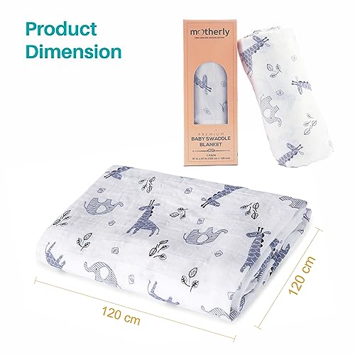 Motherly Muslin Baby Swaddle | Dreamy Wrap Cozy Swaddle for New Born Baby, Size - 120cm X 120cm (47"x47") - Image 5