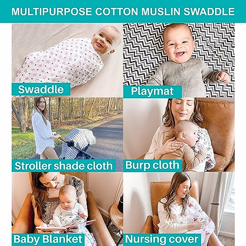 Motherly Muslin Baby Swaddle | Dreamy Wrap Cozy Swaddle for New Born Baby, Size - 120cm X 120cm (47"x47") - Image 2