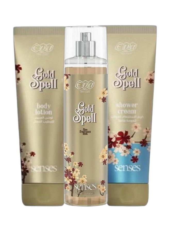 Eva Skin Care Senses Body Splash - Gold Spell 240 Ml & Skin Care Senses Shower Cream Gold Spell 250 Ml & Skin Care Senses Body Lotion Gold Spell 240 Ml Bundle - Image 1