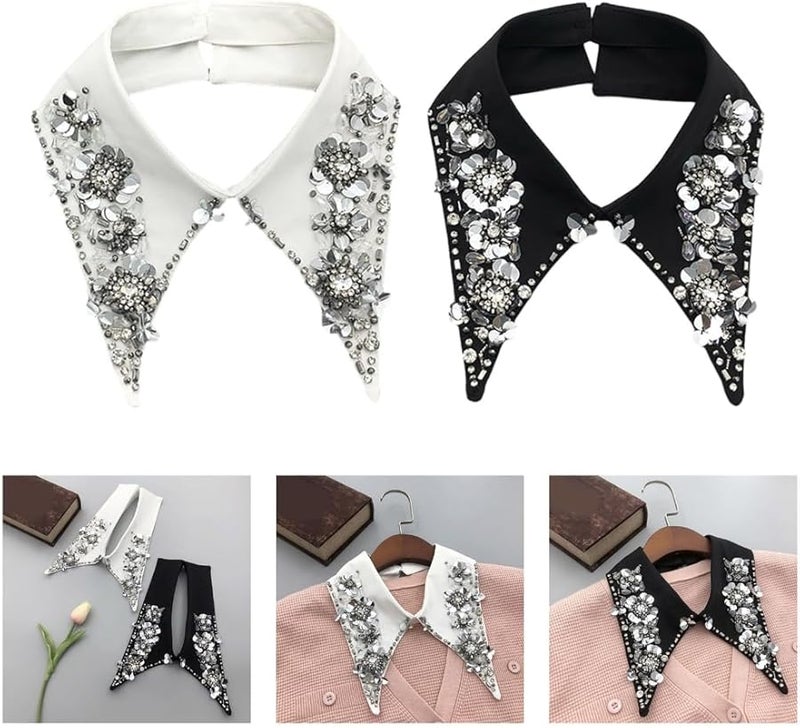 Detachable Rhinestone Beaded False Collar for Shirts and Dresses - Image 4
