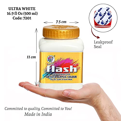 Flash Acrylic Colour (White, 500 ml) - Image 2