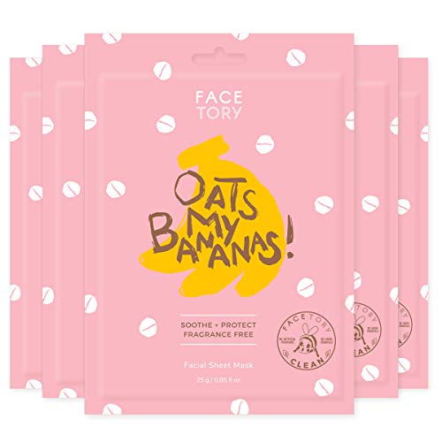 FACETORY K Beauty Face Mask Skin Care - OATS MY BANANAS CALMING Sheet Mask with Oat Extract | Milky Essence Soothes & Moisturizes (5 Pack) - Image 1