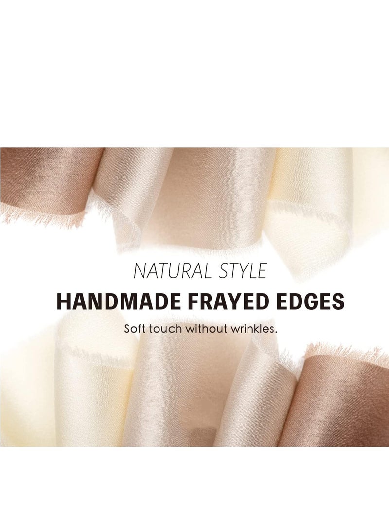 XiuWoo 3 rolls Silk Satin Ribbon Wooden Spool Champagne & Nude Handmade Frayed Ribbon for Gift Wrapping Wedding Bridal Bouquets Holiday Decor Light Brown, satin, 4cm*4.5m  - Image 5