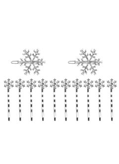 minkissy Minkissy Snowflake Hair Clips 12Pcs Snow Bobby Pins Rhinestones Winter Hairclips Crystal Bridal Hair Clips Wedding Hair Clips Christmas Hair Accessories  - Image 1