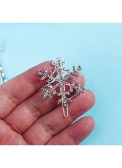 minkissy Minkissy Snowflake Hair Clips 12Pcs Snow Bobby Pins Rhinestones Winter Hairclips Crystal Bridal Hair Clips Wedding Hair Clips Christmas Hair Accessories  - Image 3