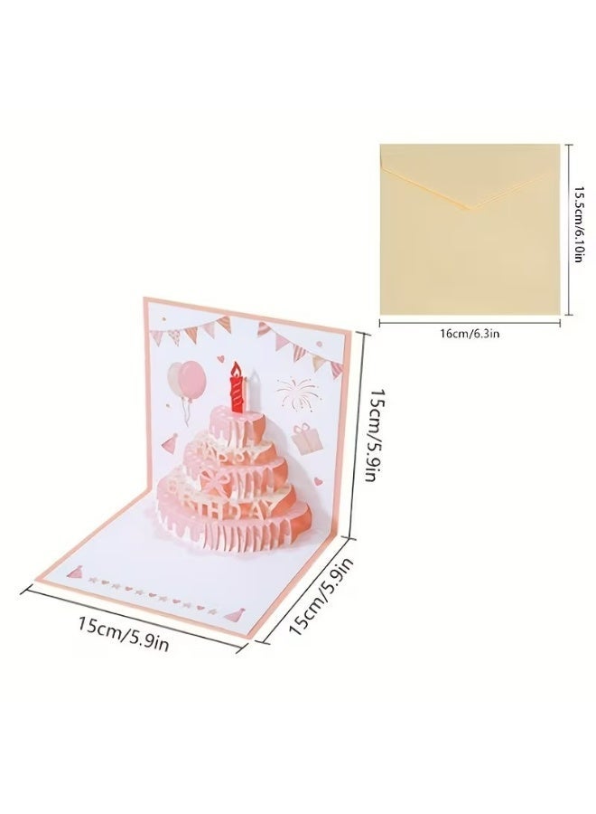 Kandid Birthday Greeting Card 3D Pop-Up, Interactive Design Print (Pink Cake Pop-Up) - Image 4