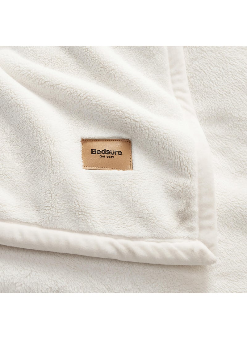 Bedsure Bedsure Fleece King Size Blanket for Bed  Warm Large Blanket 500Gsm  Cozy Soft Blanket Anti-Static  Luxury Blanket for Sofa Couch Camping Travel  Cream 108x90 Inch  - Image 5