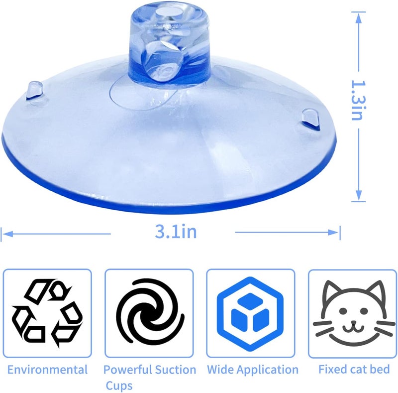4 × كوب شفط، كوب شفط مقاس 3.14 بوصة لسرير القطط النافذة، كوب شفط من PVC سميك بديل لملحقات سرير القطط النافذة ومقعد وأرجوحة، إكسسوارات الحيوانات الأليفة (أ) - Image 2