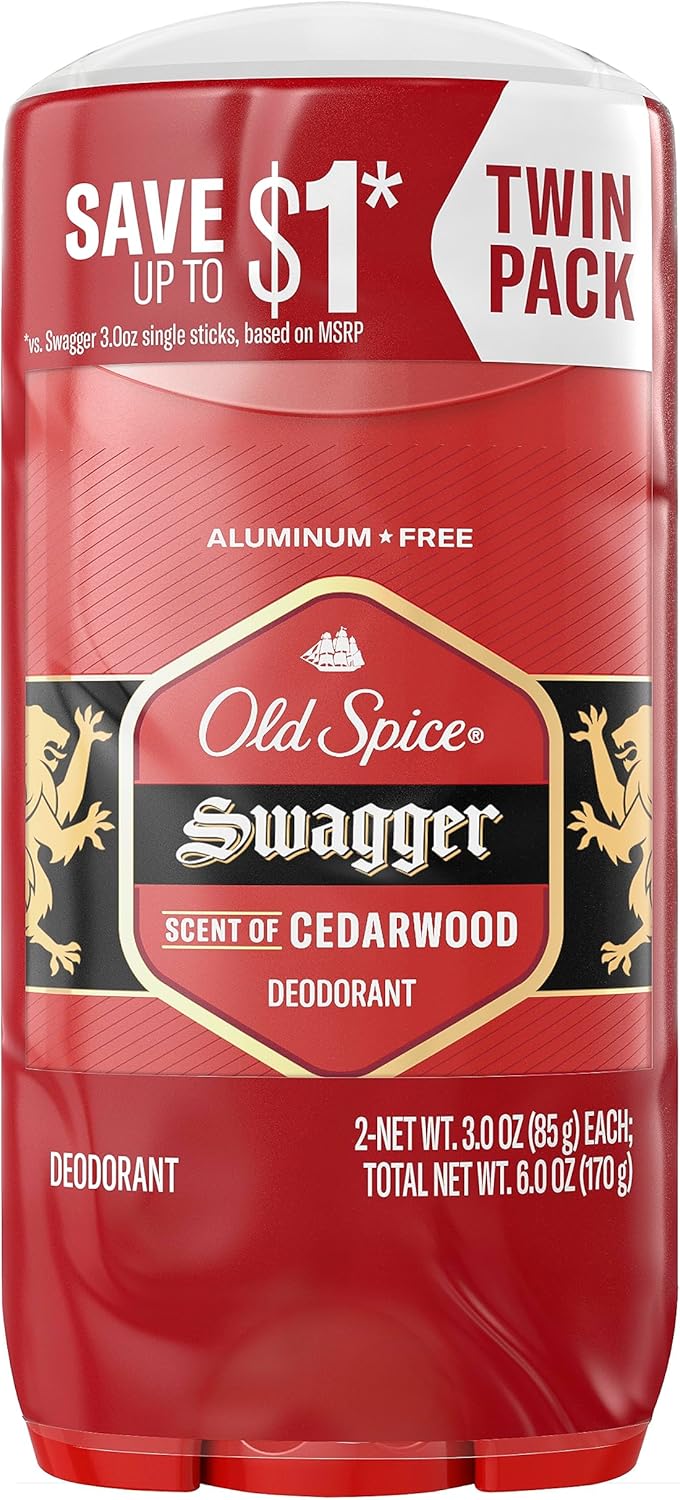 Old Spice مزيل عرق أولد سبايس للرجال خالي من الألمنيوم سواجر، 3.0 أونصة حزمة مزدوجة