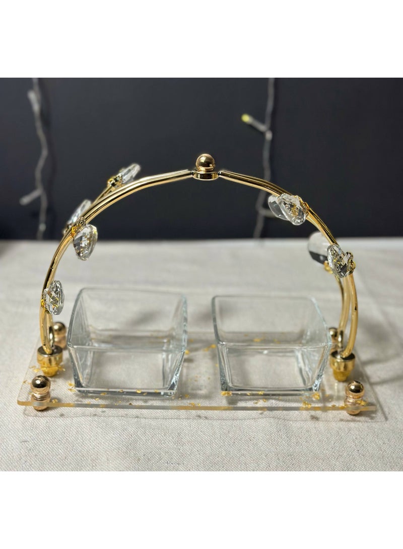 NAMA Two-piece glass bowl holder Acrylic marble base With a metal crystal stand for Ramadan