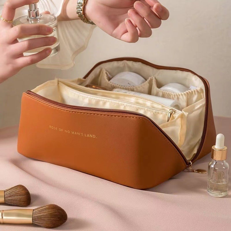 Ins High-End Pu Popular Cosmetic Bag Large Capacity Portable Super Popular Travel Toiletry Bag Cosmetics Bag - Image 2