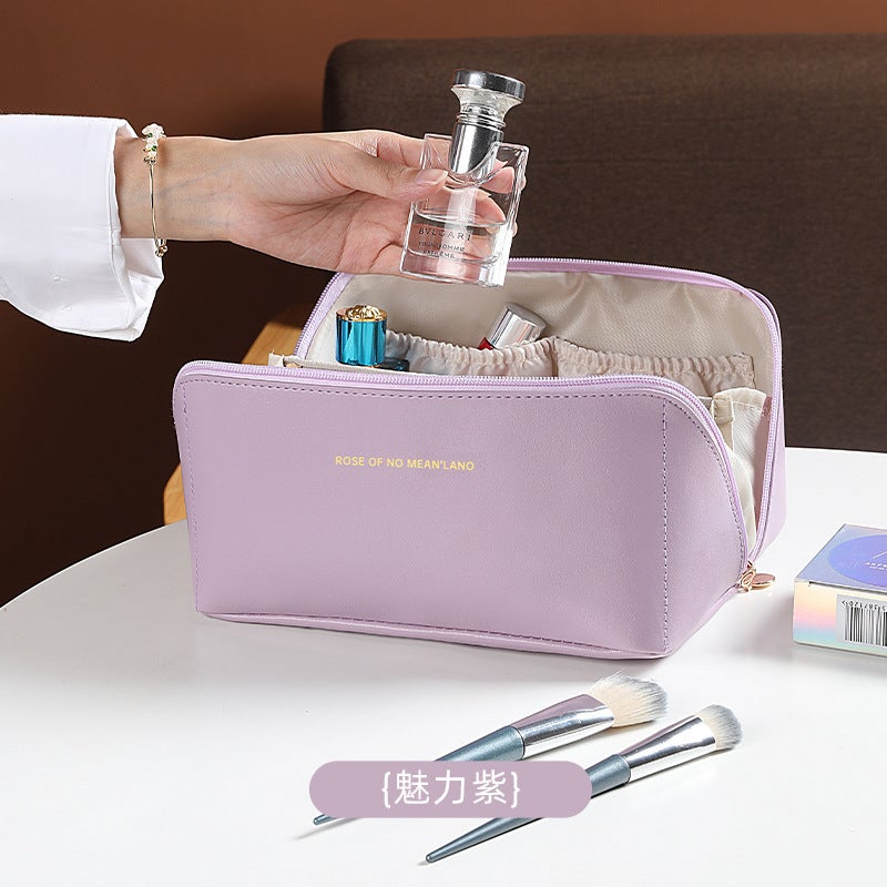 Ins High-End Pu Popular Cosmetic Bag Large Capacity Portable Super Popular Travel Toiletry Bag Cosmetics Bag - Image 5