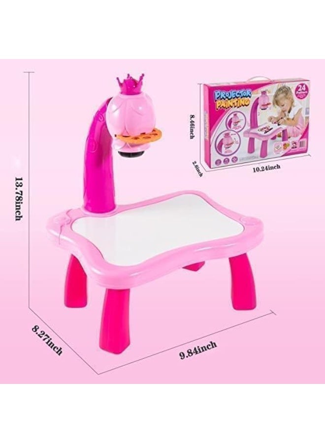 Drawing Projector Table for Kids Painting Table Toy Trace and Draw Projector Toy Painting Table Board Toy with Light & Music Educational Drawing Toys for Toddler Boys & Girls (Pink) - Image 3