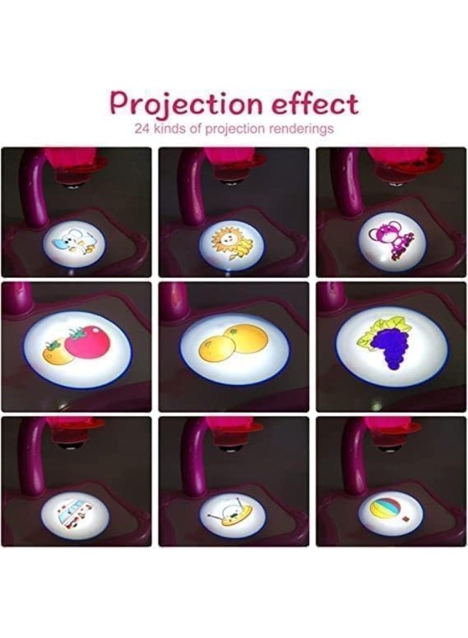 Drawing Projector Table for Kids Painting Table Toy Trace and Draw Projector Toy Painting Table Board Toy with Light & Music Educational Drawing Toys for Toddler Boys & Girls (Pink) - Image 5
