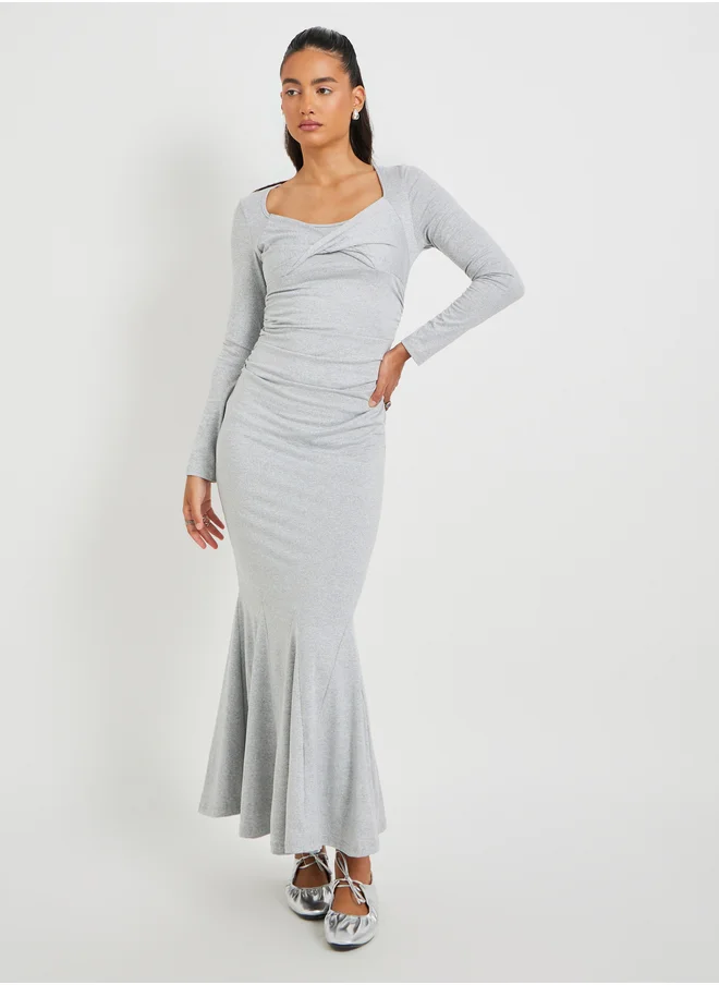 ستايلي Solid Long Sleeves Mermaid Hem Maxi Dress