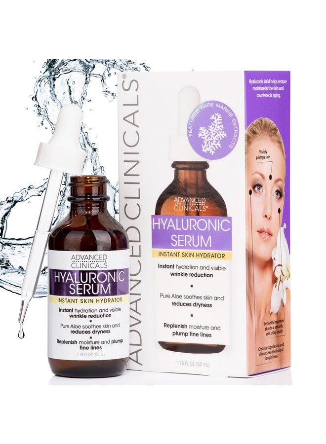 Advanced Clinicals Pure Hyaluronic Acid Serum For Face | Facial Moisturizer | Hydrating Facial Skin Care Product | Anti Aging Serum For Face, Wrinkles, Dark Spots, Fine Lines, & Dry Skin, 1.75 Fl Oz - Image 1