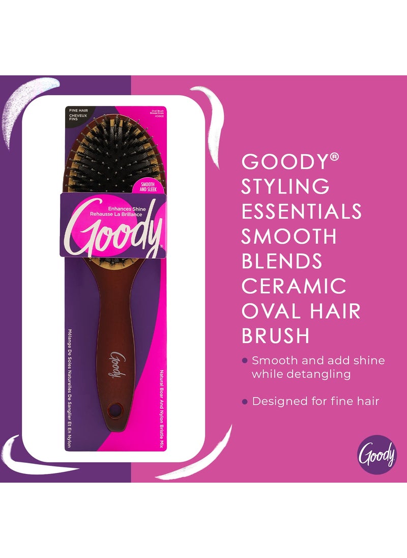Goody Goody Ceramic Hair Brush Oval Cushion  Natural Boar and Nylon Bristle Mix to Enhance Shine  Smooth Hair Fights Frizz and Static  Premium Wood Design is PainFree for All Hair Types  - Image 2