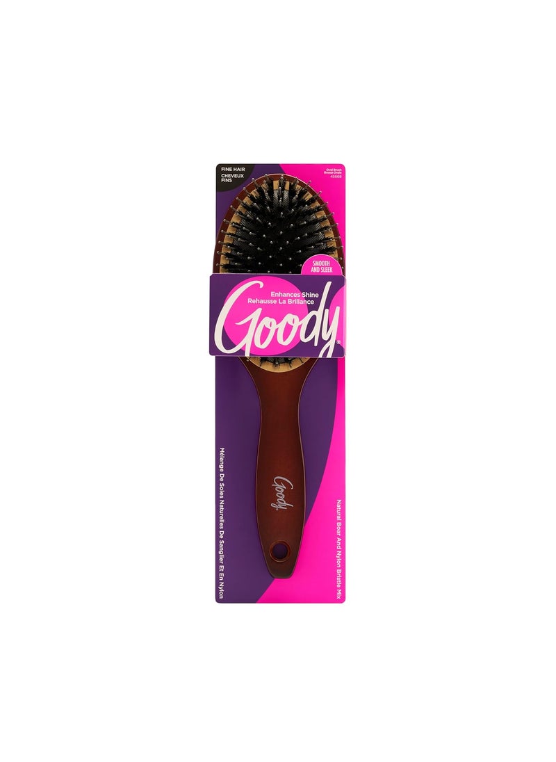 Goody Goody Ceramic Hair Brush Oval Cushion  Natural Boar and Nylon Bristle Mix to Enhance Shine  Smooth Hair Fights Frizz and Static  Premium Wood Design is PainFree for All Hair Types  - Image 1