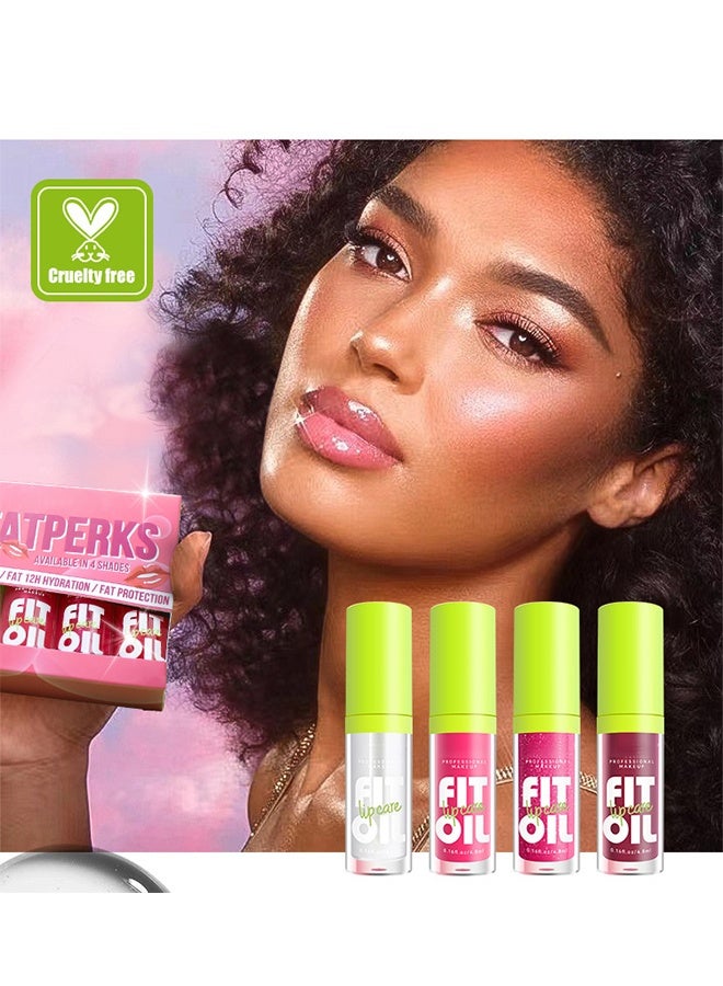 EELHOE Available In 4 Shades - Fat Oil Lip Glossy Care Kit, Moisturizing Hydrating Lip Set, Lip Oil, Plumping Lipstick Liquid, Non-Sticky Lip Makeup Gift for Women u0026 Girls（#A） - Image 2