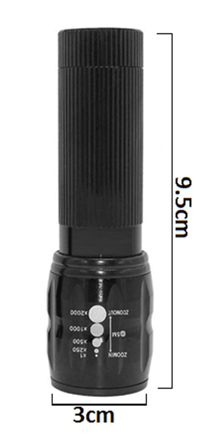 Lukzer Lukzer 1PC Zoomable LED Torch Light with 3 Different Modes High Power Super Bright Light for Long Range View Flashing Torch Emergency Safety Light - Image 3