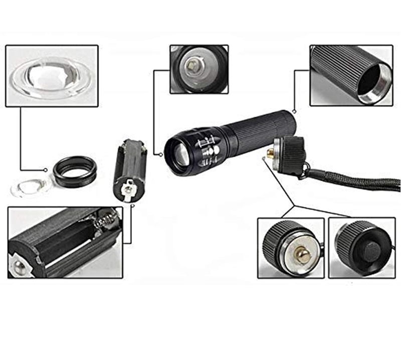 Lukzer Lukzer 1PC Zoomable LED Torch Light with 3 Different Modes High Power Super Bright Light for Long Range View Flashing Torch Emergency Safety Light - Image 2