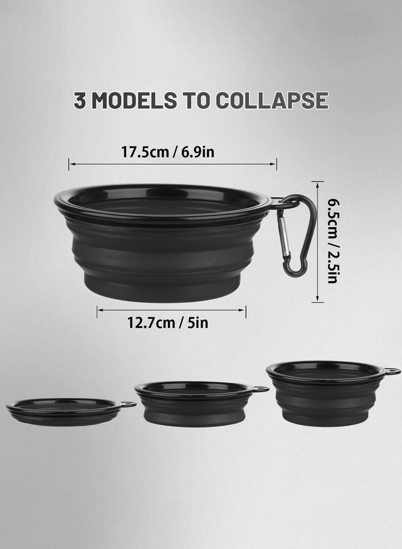 LOOPITYS Dog Bowl Pet Folding Bowl, 2-piece set of cat and dog folding dog water bowls, portable pet feeding water tray, suitable for walking, parking, travel, with 2 mountain buckles (large, black+white) - Image 3