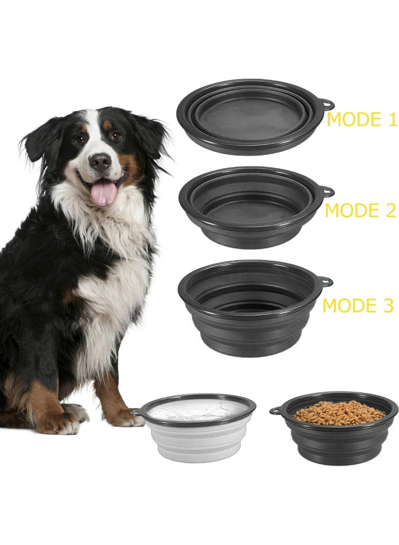 LOOPITYS Dog Bowl Pet Folding Bowl, 2-piece set of cat and dog folding dog water bowls, portable pet feeding water tray, suitable for walking, parking, travel, with 2 mountain buckles (large, black+white) - Image 4