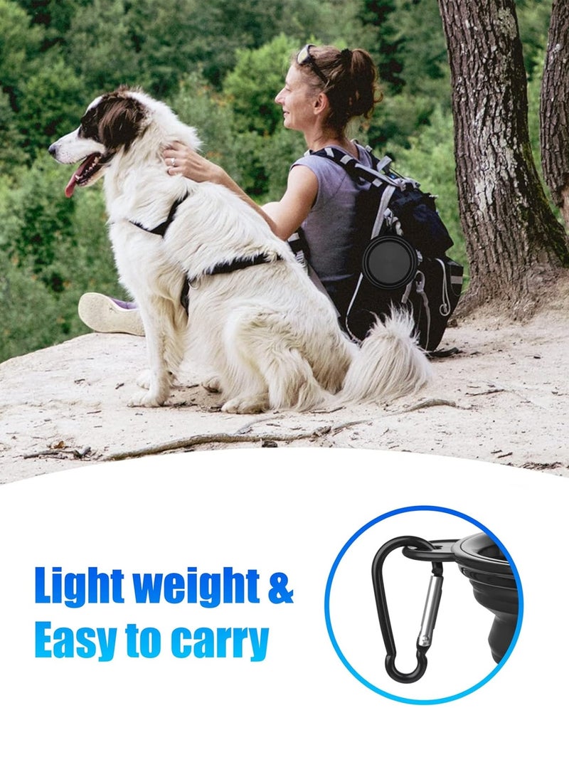 LOOPITYS Dog Bowl Pet Folding Bowl, 2-piece set of cat and dog folding dog water bowls, portable pet feeding water tray, suitable for walking, parking, travel, with 2 mountain buckles (large, black+white) - Image 5