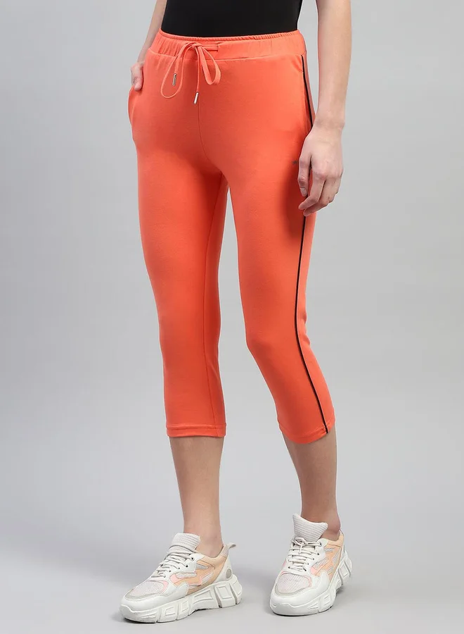 Monte Carlo Women Orange Solid Drawstring Waistband Regular Fit Capris