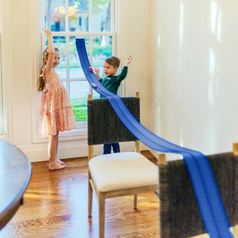 Valchemist FlexTrack 5000 Flexible Race Car Track for Kids Toy with Suction Cups Compatible with Hot Wheels and Diecast 164th Cars and More 15 Feet Long Rolls Up Portable Racetrack Racing Blue - Image 2