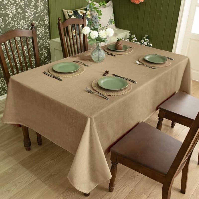 karseteli الكتان الطبيعي مستطيل tablecloth 2 حزمة slubby سقوط السقوط طاولة خفيفة الوزن 60 × 60 بوصة مقاومة للبقع مقاومة للبقع مقاومة الغطاء - Image 2