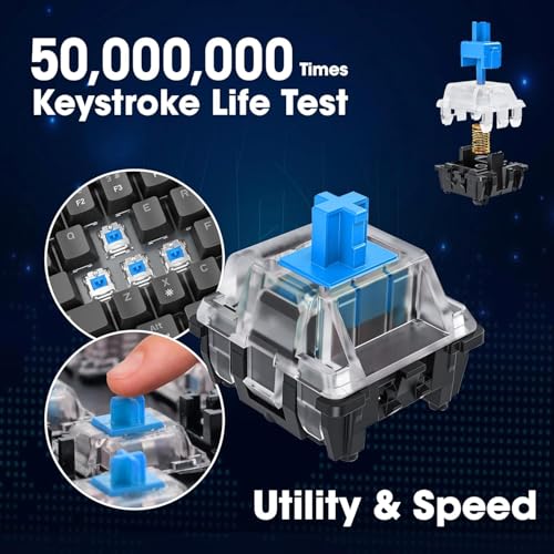 KOORUI 60% Mechanical Gaming Keyboard, Mixed Colors LED Backlit Ultra-Compact 68 Keys, Mini Wired Keyboard with Blue Switch for Windows Laptop PC/Mac OS/Xbox - Image 3