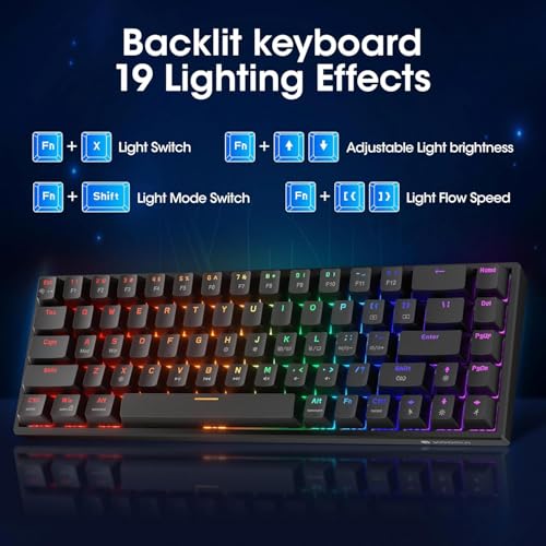 KOORUI 60% Mechanical Gaming Keyboard, Mixed Colors LED Backlit Ultra-Compact 68 Keys, Mini Wired Keyboard with Blue Switch for Windows Laptop PC/Mac OS/Xbox - Image 5
