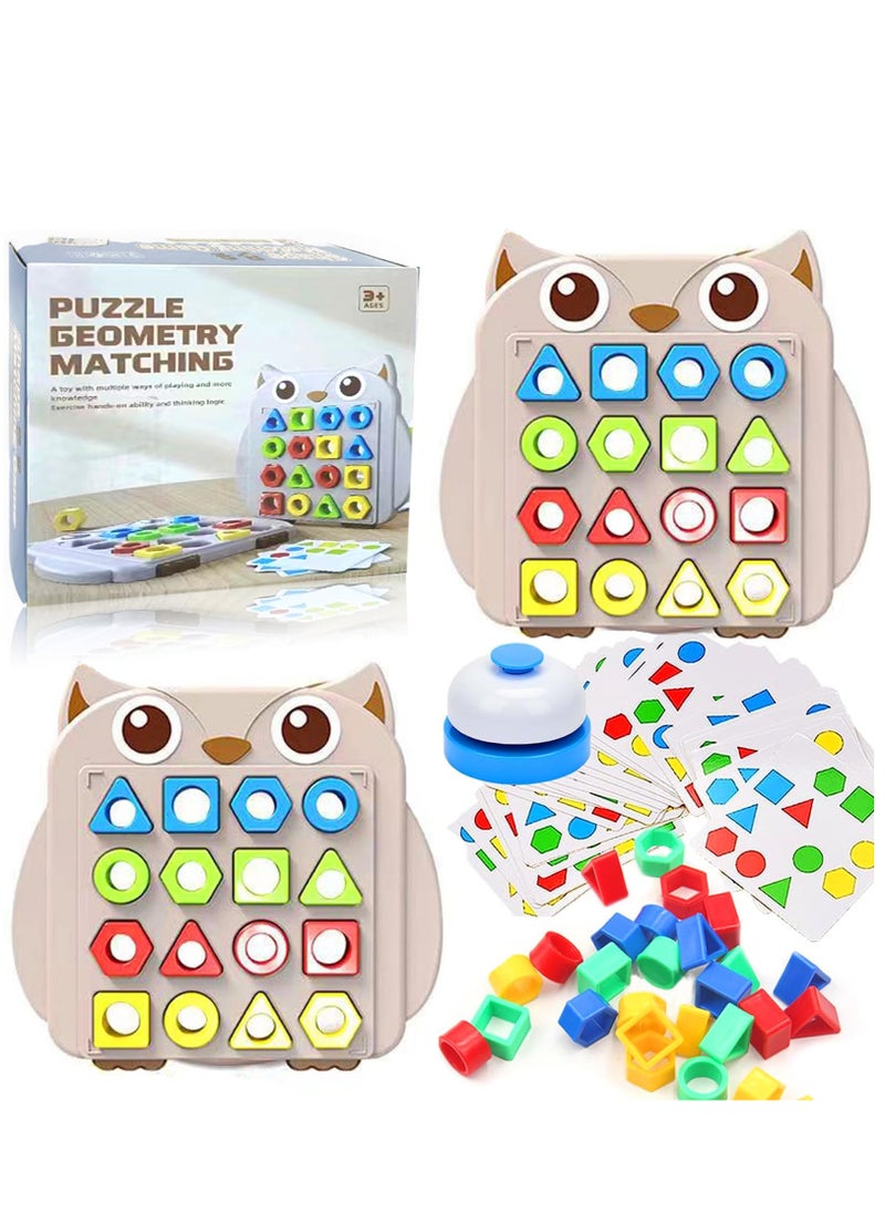 Excefore - Shape Matching Game Color Sensory training，geometric shapes puzzle board with a bell,Color Quick Matching Board,Montessori Learning Matching Games for Boys Girls, 2 players - Image 1