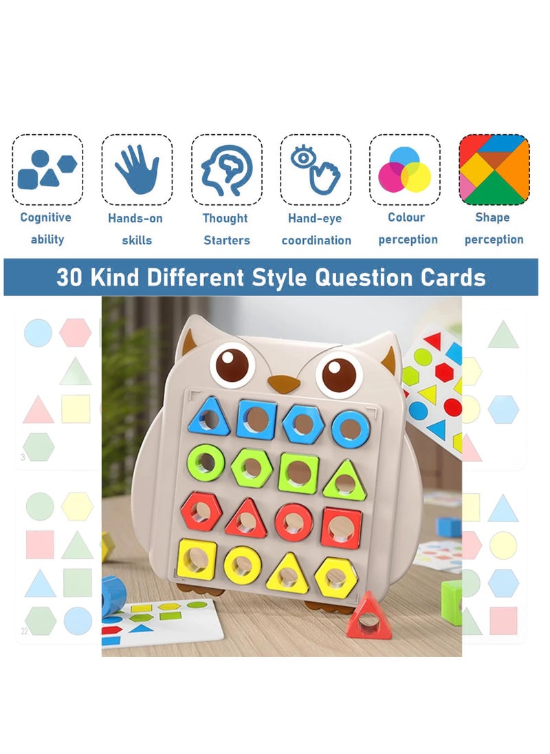 Excefore - Shape Matching Game Color Sensory training，geometric shapes puzzle board with a bell,Color Quick Matching Board,Montessori Learning Matching Games for Boys Girls, 2 players - Image 1