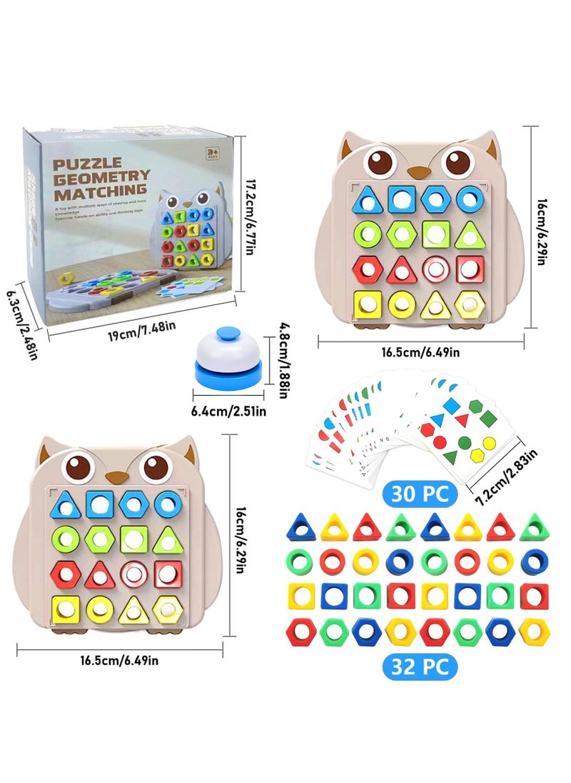 Excefore - Shape Matching Game Color Sensory training，geometric shapes puzzle board with a bell,Color Quick Matching Board,Montessori Learning Matching Games for Boys Girls, 2 players - Image 1