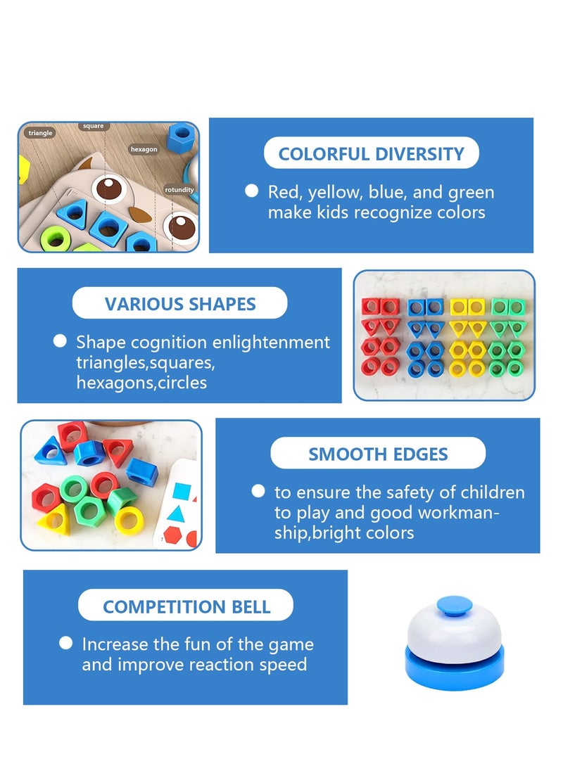 Excefore - Shape Matching Game Color Sensory training，geometric shapes puzzle board with a bell,Color Quick Matching Board,Montessori Learning Matching Games for Boys Girls, 2 players - Image 1