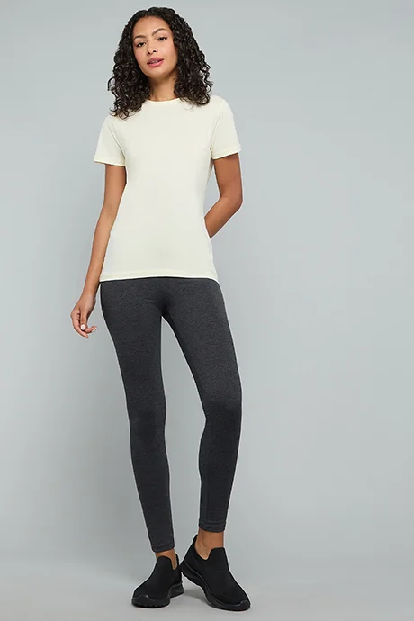أر أند بي Solid Leggings with Elastic Waist