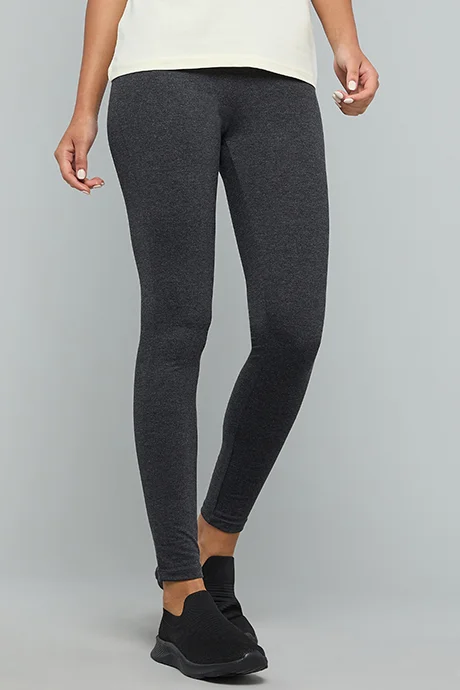 أر أند بي Solid Leggings with Elastic Waist
