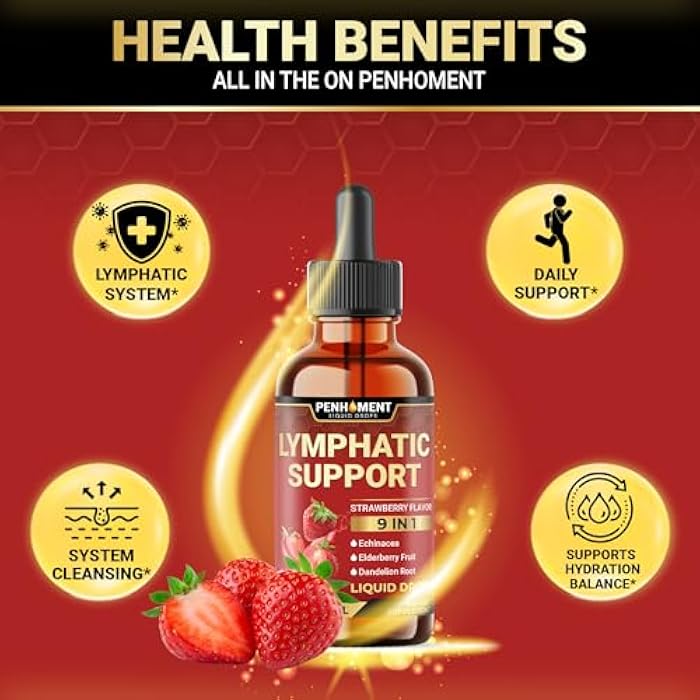 Penhoment 9in1 Lymphatic Drainage Drops Supplement - Echinacea | Elderberry | Dandelion | Rosehip | Cleavers | Calendula | Burdock - 2 Fl Oz - 60 Days - Image 4