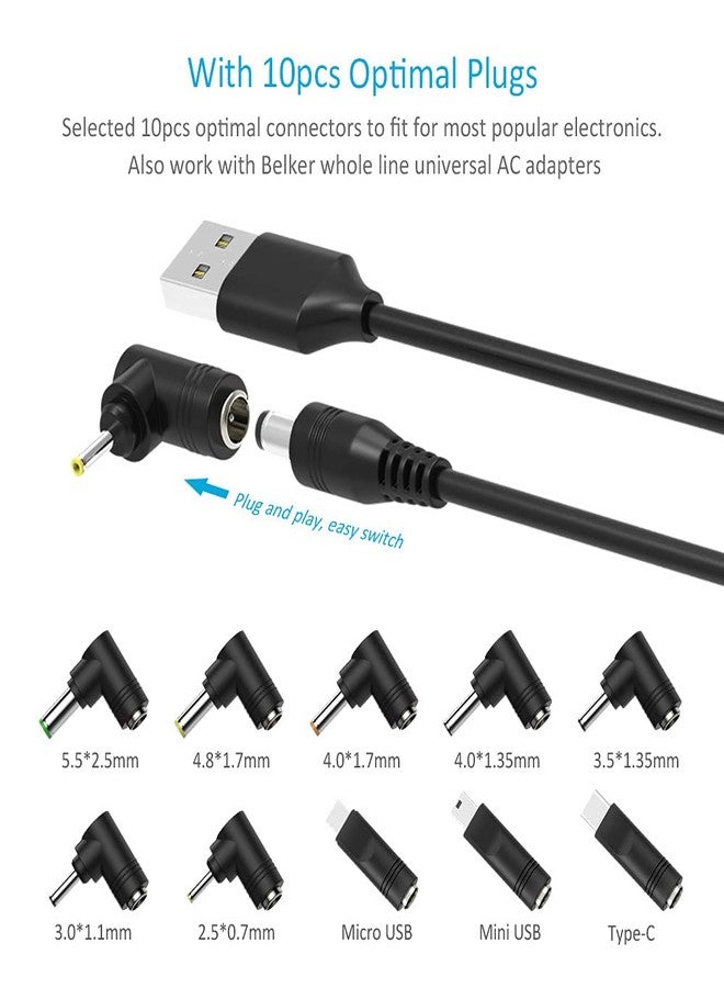 Belker كابل طاقة عالمي 5 فولت تيار مستمر USB إلى موصل DC 5.5 2.1 مم مع طرف شحن مع أكثر أنواع الواجهات استخدامًا - Image 2
