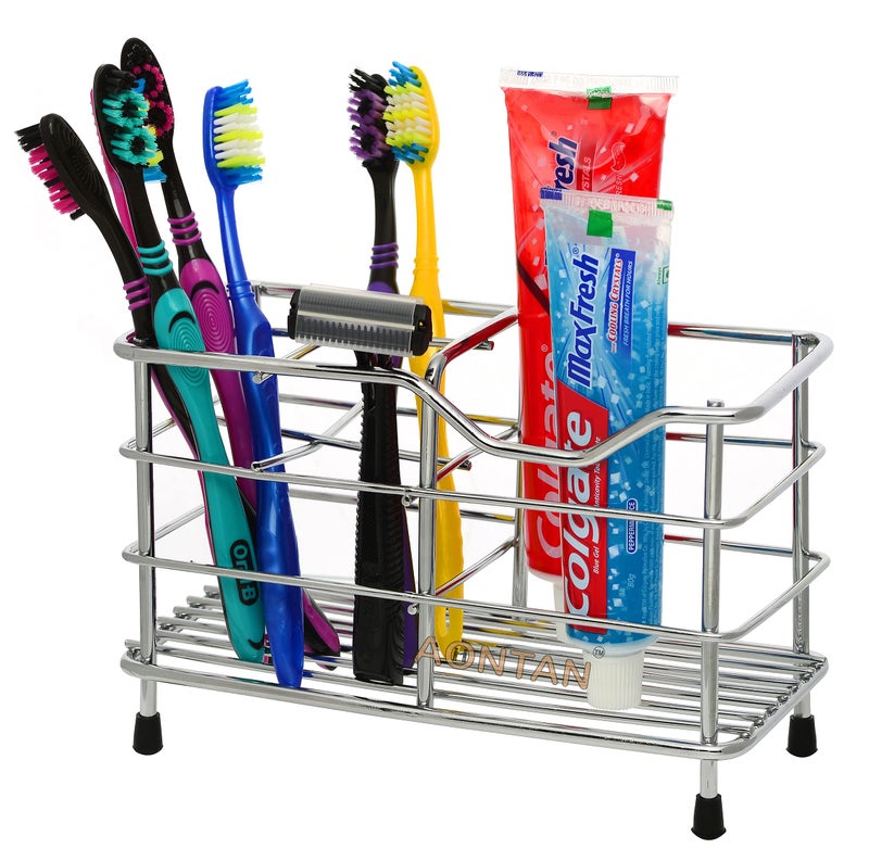 AONTAN ENTERPRISE Stainless Steel Toothbrush Stand For Bathroom Wall Steel Toothbrush Stand Brush Stand For Wash Basin (6 Mm) - Image 1