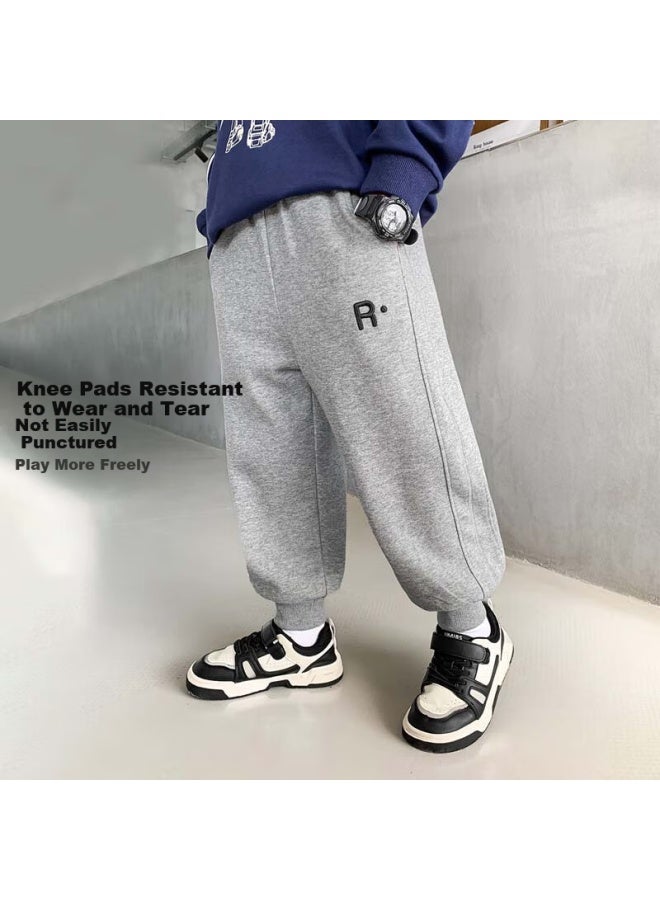 Zuoxi Children's Pants, Spring And Autumn Boys' Sweatpants, New Stylish Sweatpants, Autumn Fashion Long Pants, Gray, Size 150 - Image 1
