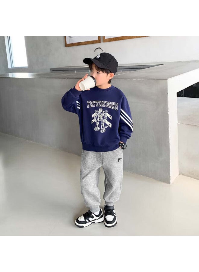 Zuoxi Children's Pants, Spring And Autumn Boys' Sweatpants, New Stylish Sweatpants, Autumn Fashion Long Pants, Gray, Size 150 - Image 3