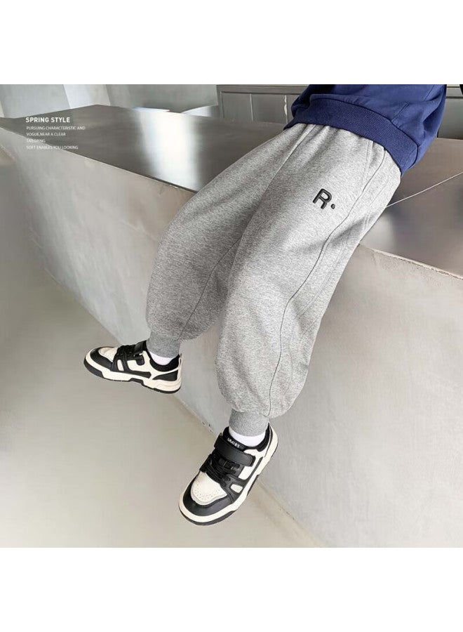 Zuoxi Children's Pants, Spring And Autumn Boys' Sweatpants, New Stylish Sweatpants, Autumn Fashion Long Pants, Gray, Size 150 - Image 2