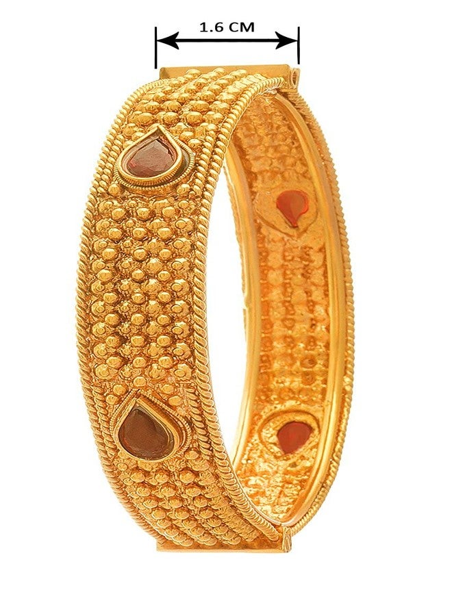 JFL - Jewellery for Less Traditional Ethnic One Gram Glod Plated Red Stone Openable Bangle Kada for Women - Image 5